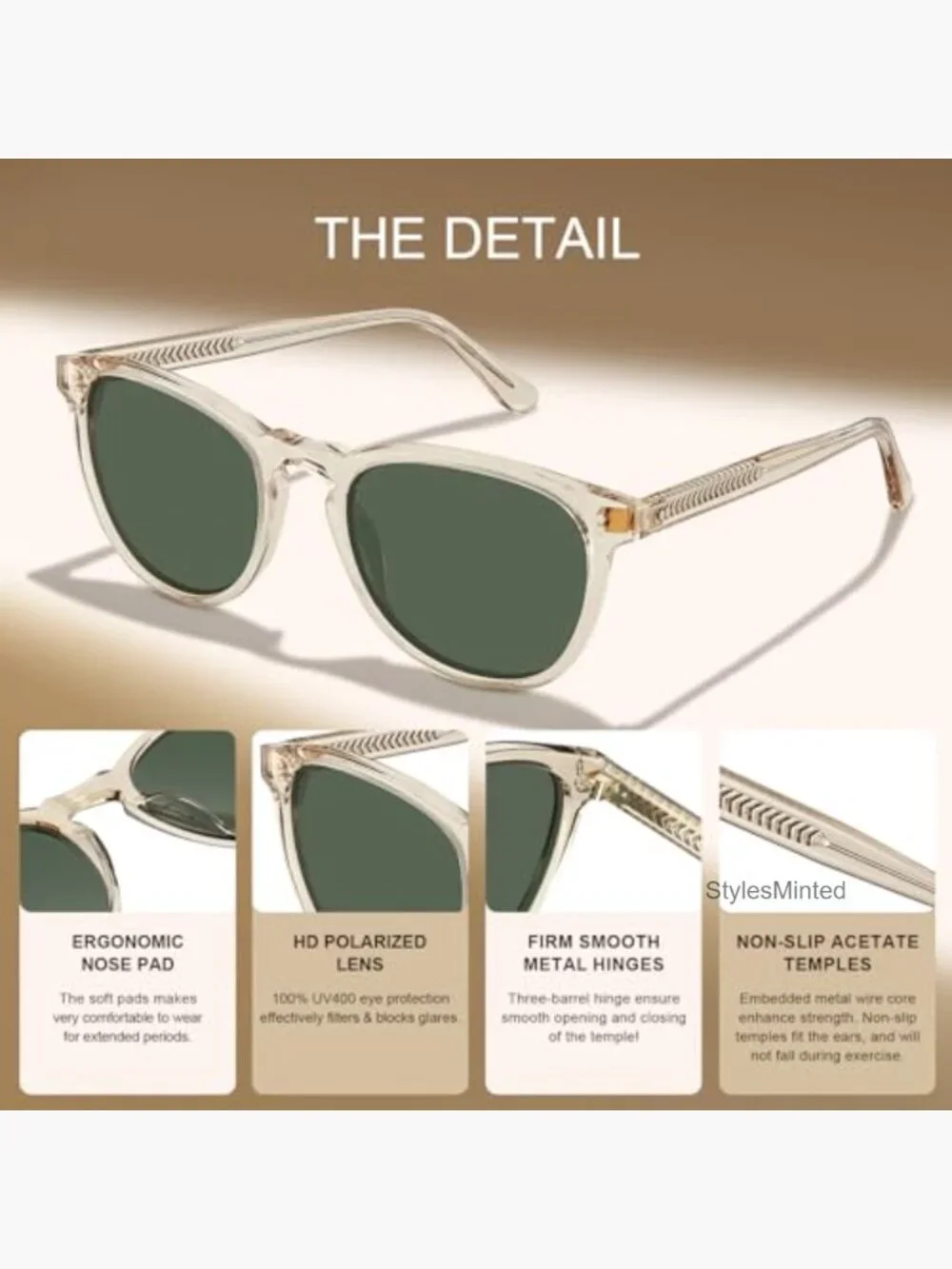 Polarized Acetate Sunglasses for Men Retro Square Sun Glasses Trendy